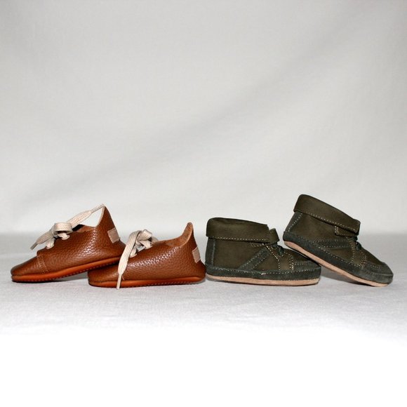 Robeez & Ellabonna Green & Brown Size 6-9 Months Leather Baby Shoes Bundle - Picture 9 of 9